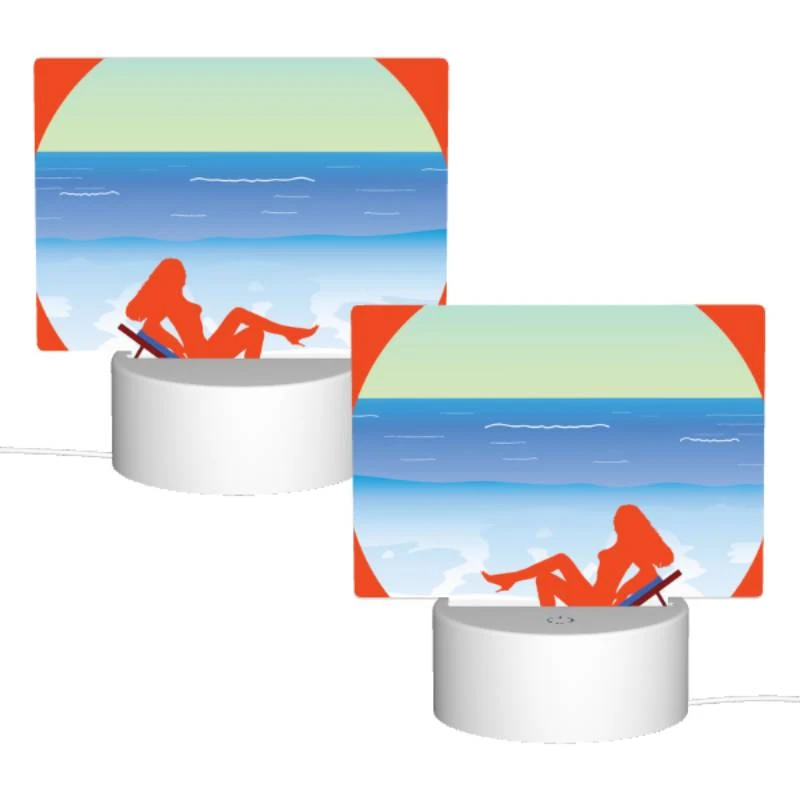 Rectangular Acrylic Night Light, A woman is laying on a beach chair Rectangular Acrylic Night Light, A Woman Is Laying On A Beach Chair -Pattern Night Light a3b2b67c4b083c70c7358ad6e6e9728020640934