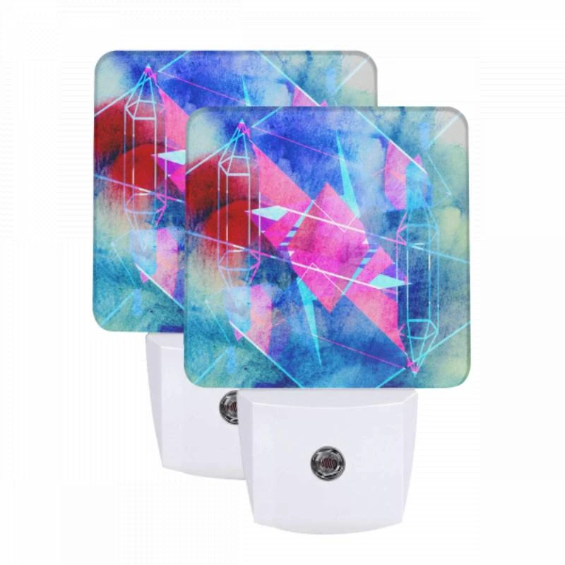 Night Light Set of 2, A blue and pink geometric design. Night Light Set Of 2, A Blue And Pink Geometric Design. -Pattern Night Light a41973194e8c20be45d62e094e89687f4b4d8b30