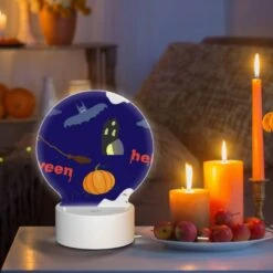 Round Acrylic Night Light, A Halloween Themed Image With A Pumpkin 8 Round Acrylic Night Light, A Halloween Themed Image With A Pumpkin -Pattern Night Light a43b8afd58bd023e4187c3f82f9b1a52c3ee5b37