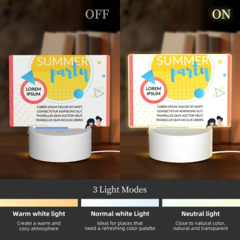 Rectangular Acrylic Night Light, A poster advertising a summer party. Rectangular Acrylic Night Light, A Poster Advertising A Summer Party. -Pattern Night Light a522f29ea0f8d283cd2a196dccc65ccef73e4d4f