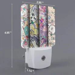 Night Light Set Of 2, Four Colorful Designs Are Displayed In A Row. 3 Night Light Set Of 2, Four Colorful Designs Are Displayed In A Row. -Pattern Night Light a5d68a1bd9906ef135b492fe1a63b7956587e423