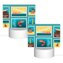 Rectangular Acrylic Night Light, A Collection Of Six Postage Stamps Featuring Beach And Ocean Themes. 3 Rectangular Acrylic Night Light, A Collection Of Six Postage Stamps Featuring Beach And Ocean Themes. -Pattern Night Light a6114b7b9d5c8dd60174deebb6f0879d9711262e