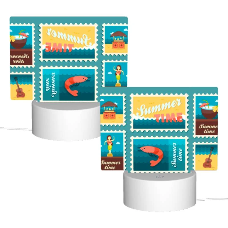 Rectangular Acrylic Night Light, A collection of six postage stamps featuring beach and ocean themes. Rectangular Acrylic Night Light, A Collection Of Six Postage Stamps Featuring Beach And Ocean Themes. -Pattern Night Light a6114b7b9d5c8dd60174deebb6f0879d9711262e