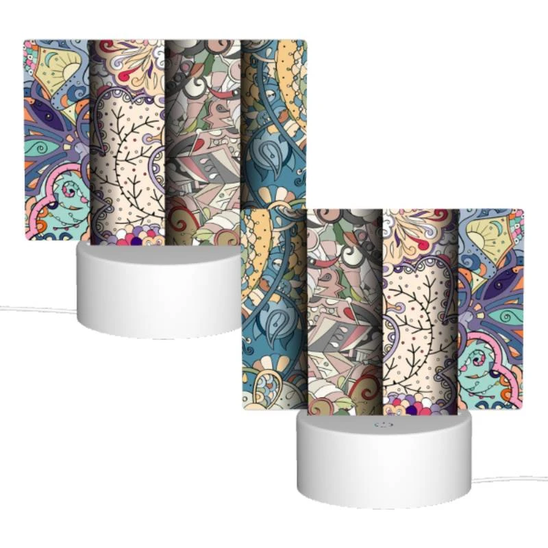 Rectangular Acrylic Night Light, Four different colored designs of flowers and leaves. Rectangular Acrylic Night Light, Four Different Colored Designs Of Flowers And Leaves. -Pattern Night Light a6785a9966ed84b6013b980463f89aebc56ec142