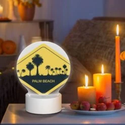 Round Acrylic Night Light, A Yellow Sign With The Words "Palm Beach" Written On It. 8 Round Acrylic Night Light, A Yellow Sign With The Words "Palm Beach" Written On It. -Pattern Night Light a6cb38cc1ff43411ee6164af09f54721c850e88c