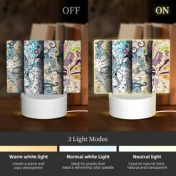 Rectangular Acrylic Night Light, Three Colorful Designs Are Displayed Side By Side. -Pattern Night Light a73b6f5fe5d581d595c2c102516196a1b4374fdc