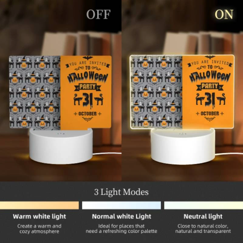 Rectangular Acrylic Night Light, A Halloween party invitation with a witch on it. Rectangular Acrylic Night Light, A Halloween Party Invitation With A Witch On It. -Pattern Night Light a7de9230729c74e941cd3649603b9f891b7abf4d