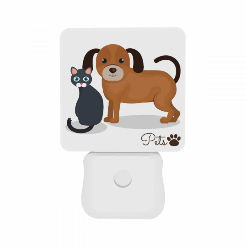 Night Light Set of 2, A black cat and a brown dog are standing next to each other. Night Light Set Of 2, A Black Cat And A Brown Dog Are Standing Next To Each Other. -Pattern Night Light a81729a05f5587ced70d3e914d63de9430be0d4d