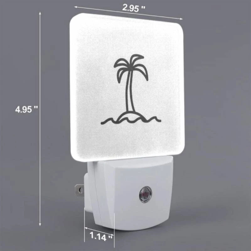 Night Light Set of 2, A black and white drawing of a palm tree. Night Light Set Of 2, A Black And White Drawing Of A Palm Tree. -Pattern Night Light a82b94ab7818cf0f3a25a2c27413f57f84f63572