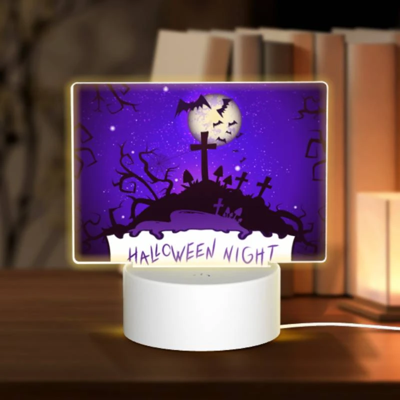 Rectangular Acrylic Night Light, A purple night scene with a cross and a moon. Rectangular Acrylic Night Light, A Purple Night Scene With A Cross And A Moon. -Pattern Night Light a8d7f94eff307e1a04a836f7aba9157b30ea24fb