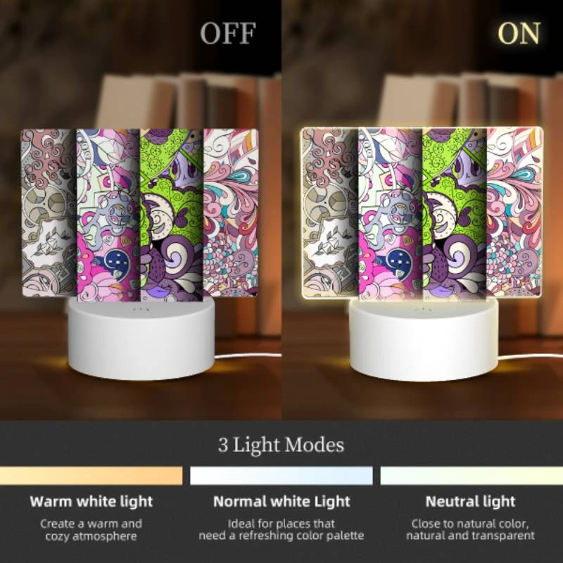 Rectangular Acrylic Night Light, Three colorful designs are displayed on a wall. Rectangular Acrylic Night Light, Three Colorful Designs Are Displayed On A Wall. -Pattern Night Light a97fc41907886d5ce98eb05597258c39c086ff04