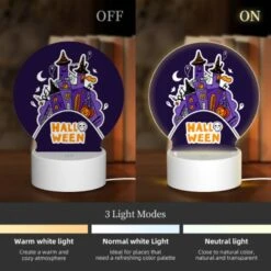 Round Acrylic Night Light, A Halloween Poster With A Castle And A Witch. 4 Round Acrylic Night Light, A Halloween Poster With A Castle And A Witch. -Pattern Night Light a99888c14e2021b57dcc2fccc343e16425b55812