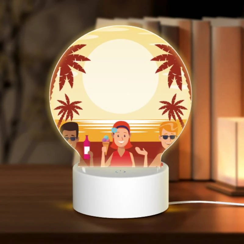 Round Acrylic Night Light, Three people are standing on a beach Round Acrylic Night Light, Three People Are Standing On A Beach -Pattern Night Light aa15cdd1fc18aa7f4339167ad6aea3edee9448af