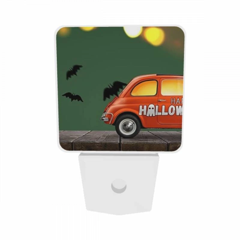 Night Light Set of 2, A cartoon car with a bats and a sign that says Happy Halloween. Night Light Set Of 2, A Cartoon Car With A Bats And A Sign That Says Happy Halloween. -Pattern Night Light aaab516d5d33e936e95a885e6e270be43c0ceda1