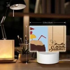 Rectangular Acrylic Night Light, A Cartoon Of A Coconut Tree With A Lemon And A Straw In It. -Pattern Night Light aad612d71d381b8bf2065029cf519e79bb03e02b