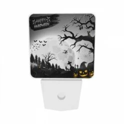 Night Light Set Of 2, A Halloween Scene With A Full Moon 8 Night Light Set Of 2, A Halloween Scene With A Full Moon -Pattern Night Light ab21c09cadef4e03311090020f20300e577b7820