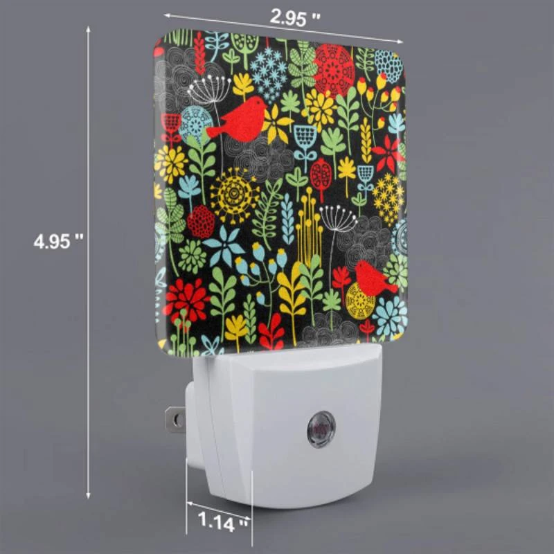 Night Light Set of 2, A colorful bird pattern with red birds and yellow flowers. Night Light Set Of 2, A Colorful Bird Pattern With Red Birds And Yellow Flowers. -Pattern Night Light aba9e6a5bc0ba5d531acb47a513d7c302abebe29
