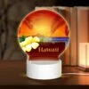 Round Acrylic Night Light, A Sign With A Picture Of A Flower And The Word Hawaii On It. 2 Round Acrylic Night Light, A Sign With A Picture Of A Flower And The Word Hawaii On It. -Pattern Night Light abd669de081644cbcffeef5e8185c1e7166f5e37