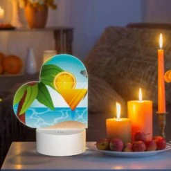 Love Acrylic Night Light, A Cocktail Is Served On A Beach With Palm Trees And A Lemon In The Background. 8 Love Acrylic Night Light, A Cocktail Is Served On A Beach With Palm Trees And A Lemon In The Background. -Pattern Night Light ad0634e20cf9acb3a027641edb83383e01a90b5c