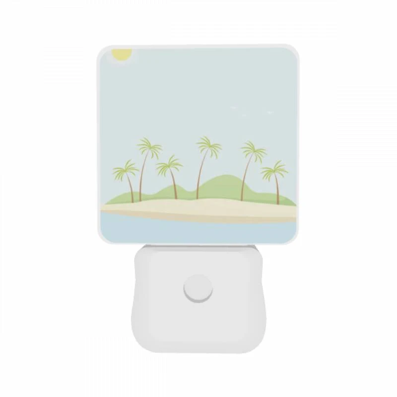 Night Light Set of 2, A beautiful beach scene with palm trees and a sunny sky. Night Light Set Of 2, A Beautiful Beach Scene With Palm Trees And A Sunny Sky. -Pattern Night Light ad0b9b7d6b5da078ffe5421c8ed17f242d2dc895