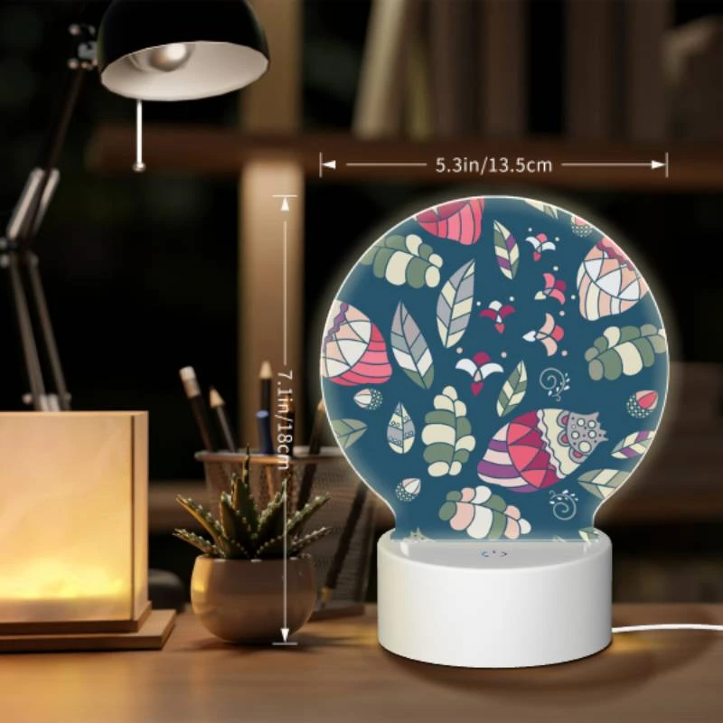 Round Acrylic Night Light, A colorful and intricate design of leaves and flowers. Round Acrylic Night Light, A Colorful And Intricate Design Of Leaves And Flowers. -Pattern Night Light ad7f211b6e070fd600963fc5830920193111da0c