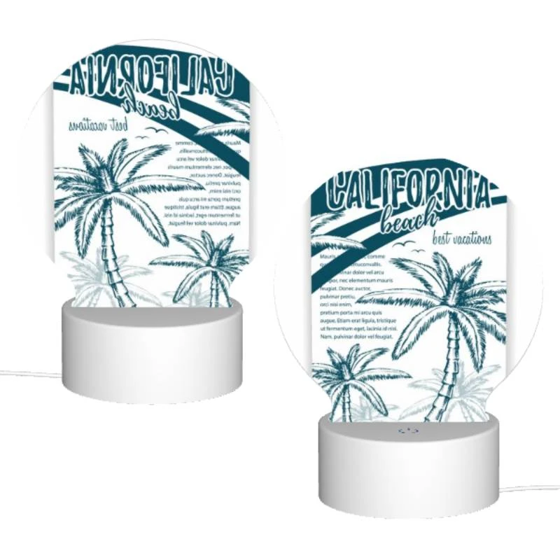 Round Acrylic Night Light, A colorful brochure for California Beach. Round Acrylic Night Light, A Colorful Brochure For California Beach. -Pattern Night Light aebe8f44b290fc50261366b17a5335a627e5f56f