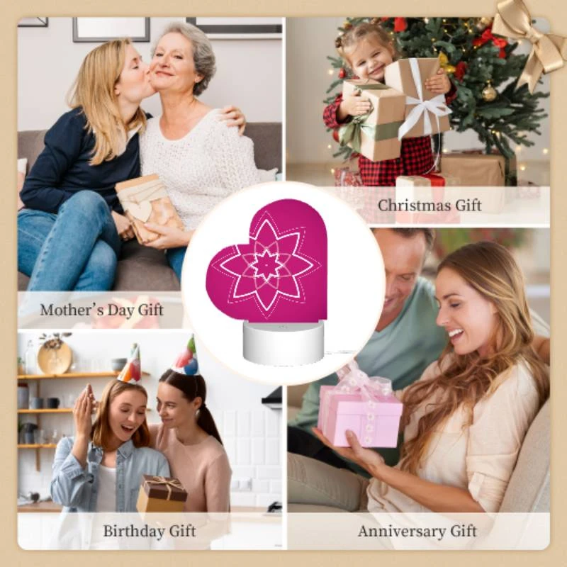 Love Acrylic Night Light, A pink flower with a yellow center. Love Acrylic Night Light, A Pink Flower With A Yellow Center. -Pattern Night Light aecefa02d2cc32158d7a4dc0beeaee27e1ea5568