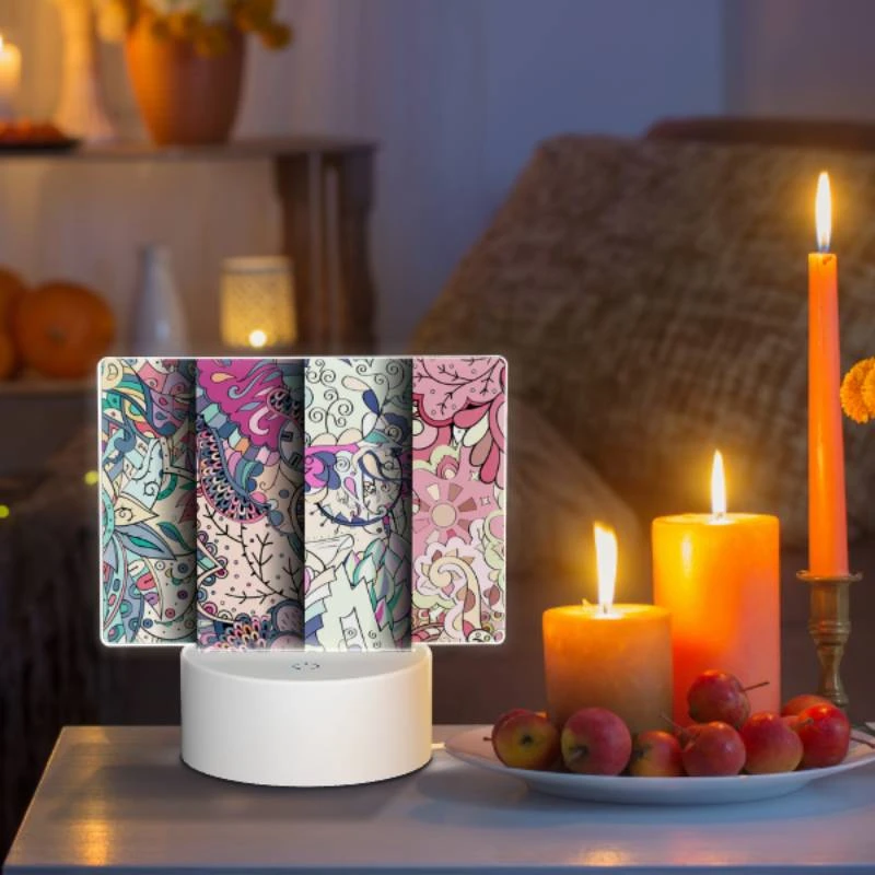 Rectangular Acrylic Night Light, Four different colored designs of flowers. Rectangular Acrylic Night Light, Four Different Colored Designs Of Flowers. -Pattern Night Light af2250e86cce338b38dface8a5bbf93ce32d1901