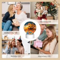 Round Acrylic Night Light, A Candy Pumpkin With A Smile On Its Face. 9 Round Acrylic Night Light, A Candy Pumpkin With A Smile On Its Face. -Pattern Night Light af2d5947b99eeb9e53a58ed52c25b7039fc802b5