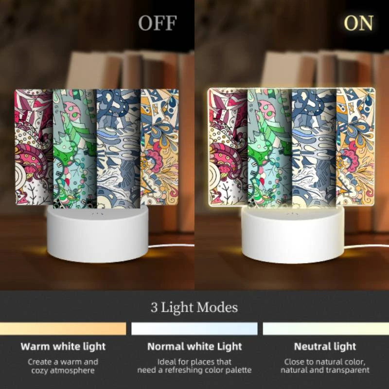 Rectangular Acrylic Night Light, Four different colored designs of a clock. Rectangular Acrylic Night Light, Four Different Colored Designs Of A Clock. -Pattern Night Light af6f364d0b7ad8deb86b2242d0aaa0e2f34a0bf3