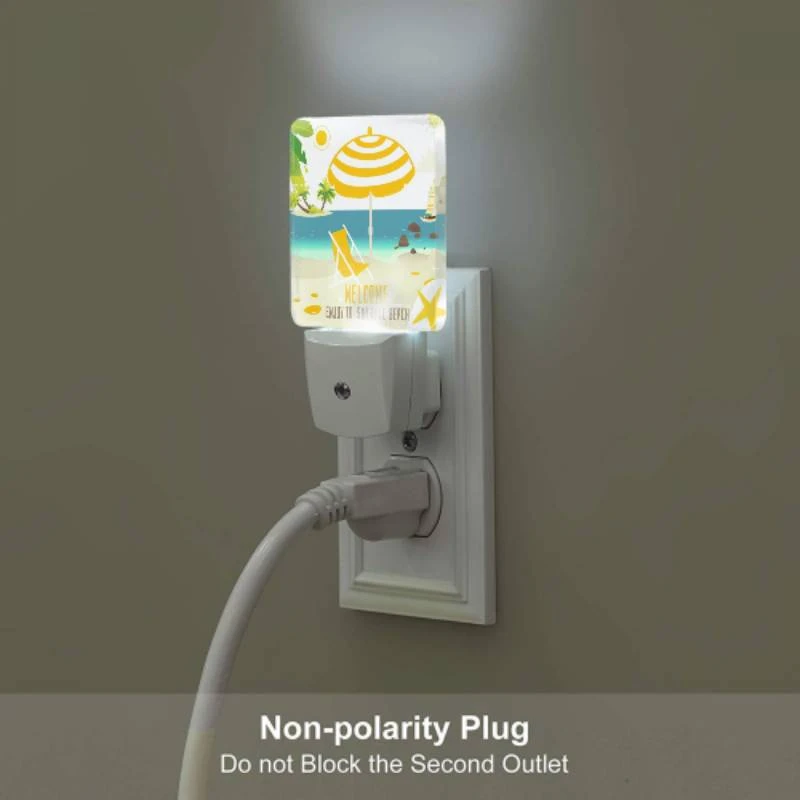 Night Light Set of 2, A yellow and white umbrella is set up on a beach Night Light Set Of 2, A Yellow And White Umbrella Is Set Up On A Beach -Pattern Night Light af89dcbbc115e9a9b4cf802d05ae1c07cac6f841