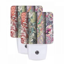 Night Light Set Of 2, Four Different Colored Paintings Of Hands.