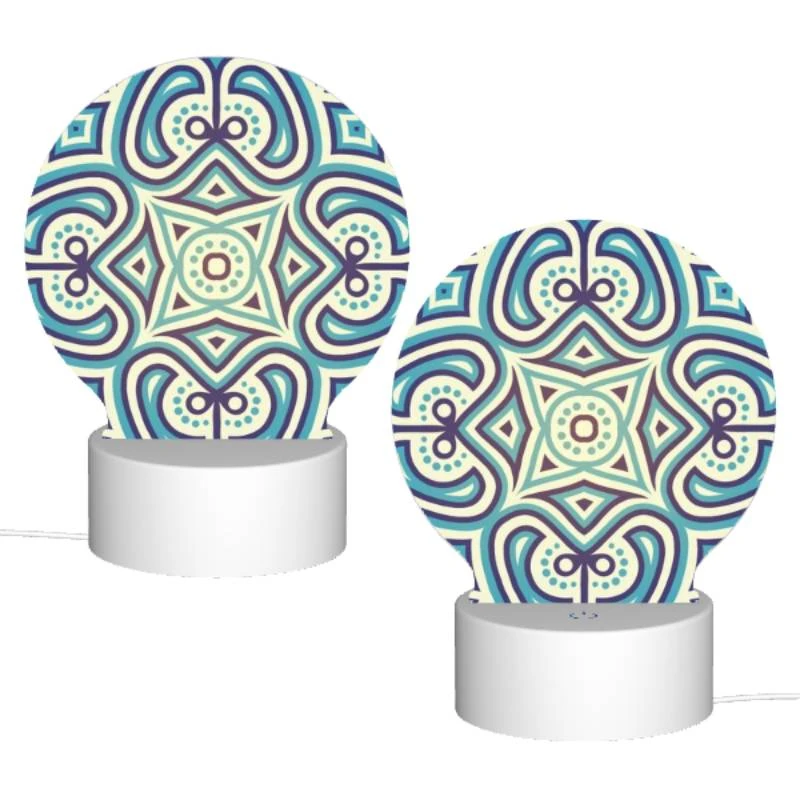 Round Acrylic Night Light, A blue and white patterned design. Round Acrylic Night Light, A Blue And White Patterned Design. -Pattern Night Light b01d802e702a69fad862d7158a4f3b407b1ca671
