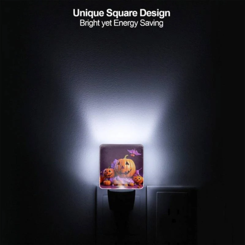 Night Light Set of 2, A group of fake pumpkins are arranged on a purple surface Night Light Set Of 2, A Group Of Fake Pumpkins Are Arranged On A Purple Surface -Pattern Night Light b02364561ea390fbc793c8c25656e7ae31d81591