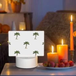 Rectangular Acrylic Night Light, A Pattern Of Palm Trees On A White Background. 8 Rectangular Acrylic Night Light, A Pattern Of Palm Trees On A White Background. -Pattern Night Light b026ead8a37bafdbd64ae00cf9e8ddaa9c66426a