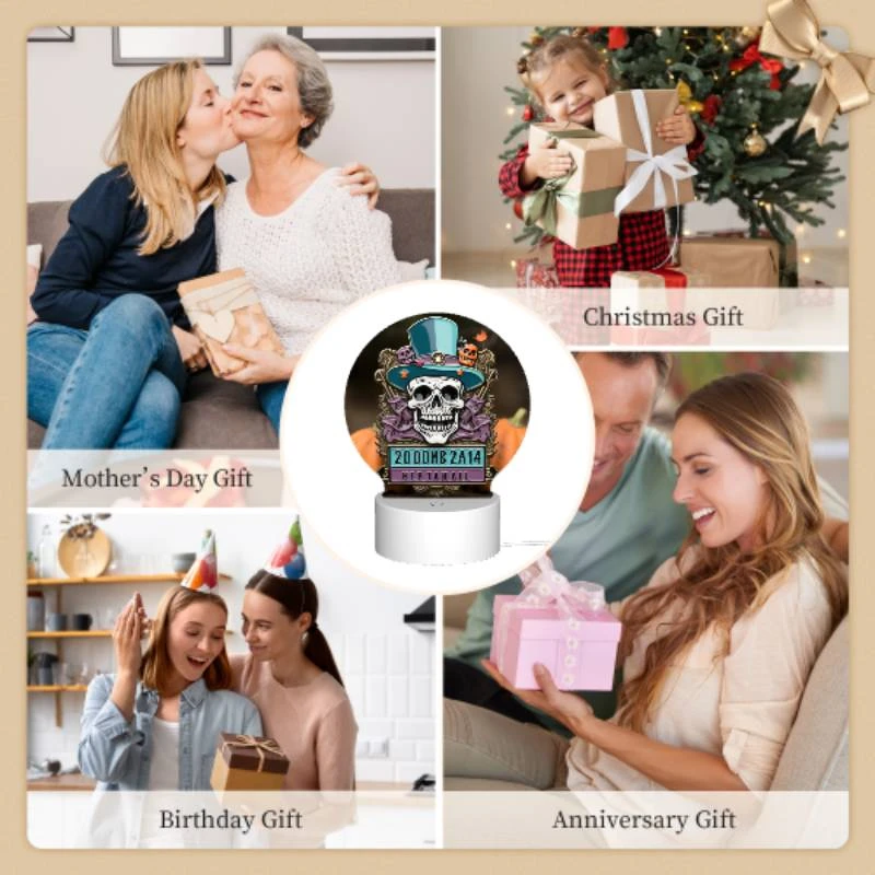 Round Acrylic Night Light, A skeleton wearing a top hat and a purple suit with the words 200MB 2014 on it. Round Acrylic Night Light, A Skeleton Wearing A Top Hat And A Purple Suit With The Words 200MB 2014 On It. -Pattern Night Light b0ce38a70b995dbcb930c949c5e056dbc77bab4c