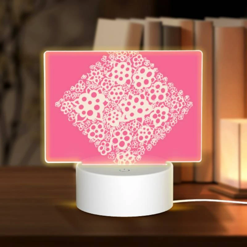 Rectangular Acrylic Night Light, A pink square with white flowers on it. Rectangular Acrylic Night Light, A Pink Square With White Flowers On It. -Pattern Night Light b119c0980964a5871bf8c3f6d010cfa09482a669