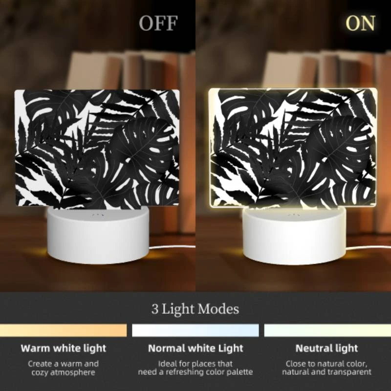 Rectangular Acrylic Night Light, A close up of a leafy plant with a black background. Rectangular Acrylic Night Light, A Close Up Of A Leafy Plant With A Black Background. -Pattern Night Light b15f4b8d13a77ecf95eb576ec9c7c26267a51d84