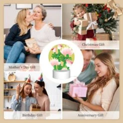 Round Acrylic Night Light, A Painting Of A Flower With A Green Stem. 9 Round Acrylic Night Light, A Painting Of A Flower With A Green Stem. -Pattern Night Light b22a8c186ff0f7f230d5b64fdcc6cc6728cb15c1