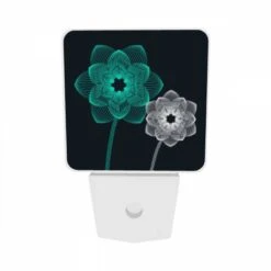 Night Light Set Of 2, Two Blue Flowers With Green Centers. 8 Night Light Set Of 2, Two Blue Flowers With Green Centers. -Pattern Night Light b28cdff60627d8a35a77ca613b1d2ebad4602af6