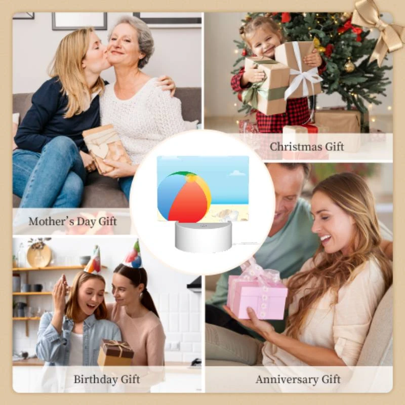 Rectangular Acrylic Night Light, A colorful beach ball is sitting on a sandy beach. Rectangular Acrylic Night Light, A Colorful Beach Ball Is Sitting On A Sandy Beach. -Pattern Night Light b2f88fe8cb823d0c00c22801dfa26b2c9a7bc4e9