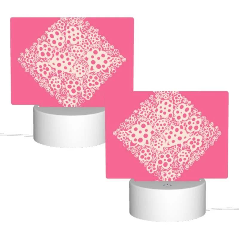 Rectangular Acrylic Night Light, A pink square with white flowers on it. Rectangular Acrylic Night Light, A Pink Square With White Flowers On It. -Pattern Night Light b527756a301299d0baf085f6421e280f12801577
