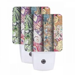 Night Light Set Of 2, Three Colorful Designs Are Displayed Side By Side.