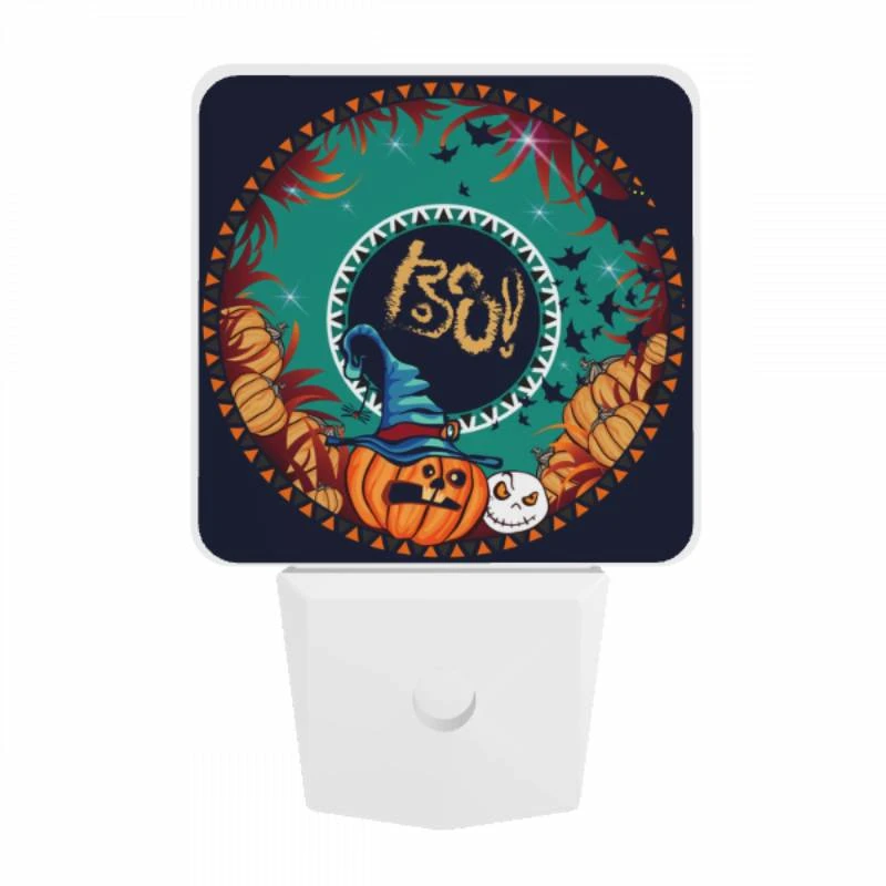 Night Light, A round design with a pumpkin and a wizard's hat on it. Night Light, A Round Design With A Pumpkin And A Wizard's Hat On It. -Pattern Night Light b622a96b20e23181a36471de19f61cf670151961