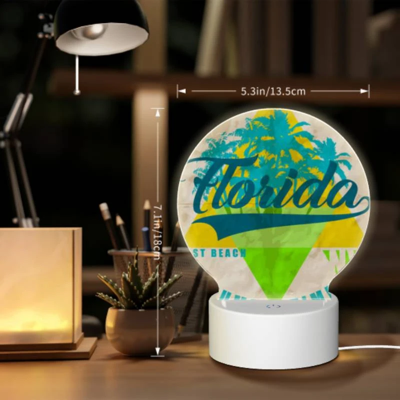 Round Acrylic Night Light, A poster advertising Florida as the best beach. Round Acrylic Night Light, A Poster Advertising Florida As The Best Beach. -Pattern Night Light b6f183ab6b321697202765236991fa0b4679ea63