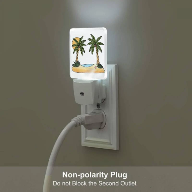 Night Light, A cartoon drawing of a tropical island with two palm trees and a sun. Night Light, A Cartoon Drawing Of A Tropical Island With Two Palm Trees And A Sun. -Pattern Night Light b788dcbe1df9354b2430888362b86e853d74a110