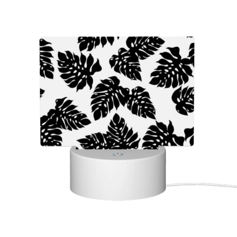 Rectangular Acrylic Night Light, A pattern of leaves on a black and white background. Rectangular Acrylic Night Light, A Pattern Of Leaves On A Black And White Background. -Pattern Night Light b7a44f5ce236f4860665a46c6d638901f4977c8f
