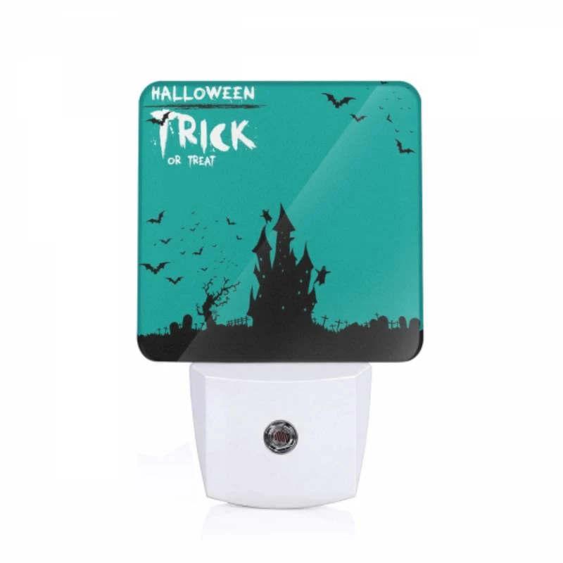 Night Light, A Halloween trick or treat poster with a castle and bats. Night Light, A Halloween Trick Or Treat Poster With A Castle And Bats. -Pattern Night Light b7ce0d6e65d1a312b65d7aa07b72019be3888c5c