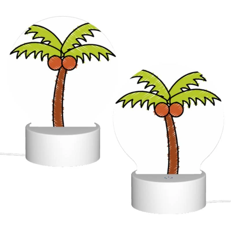 Round Acrylic Night Light, A cartoon drawing of a palm tree with two orange fruits on top. Round Acrylic Night Light, A Cartoon Drawing Of A Palm Tree With Two Orange Fruits On Top. -Pattern Night Light b8dec790a2a0c8875dda7c1eba57854f851cbda3