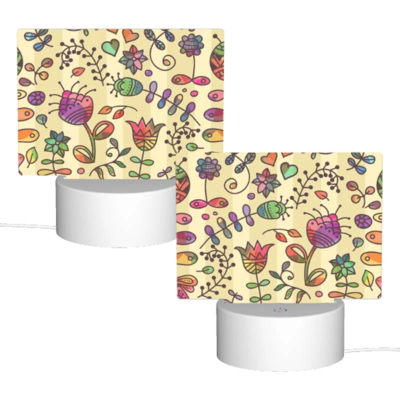 Rectangular Acrylic Night Light, A colorful flower pattern on a wallpaper. Rectangular Acrylic Night Light, A Colorful Flower Pattern On A Wallpaper. -Pattern Night Light b92d7d2251290450cbbe081fb385eeef001f1107